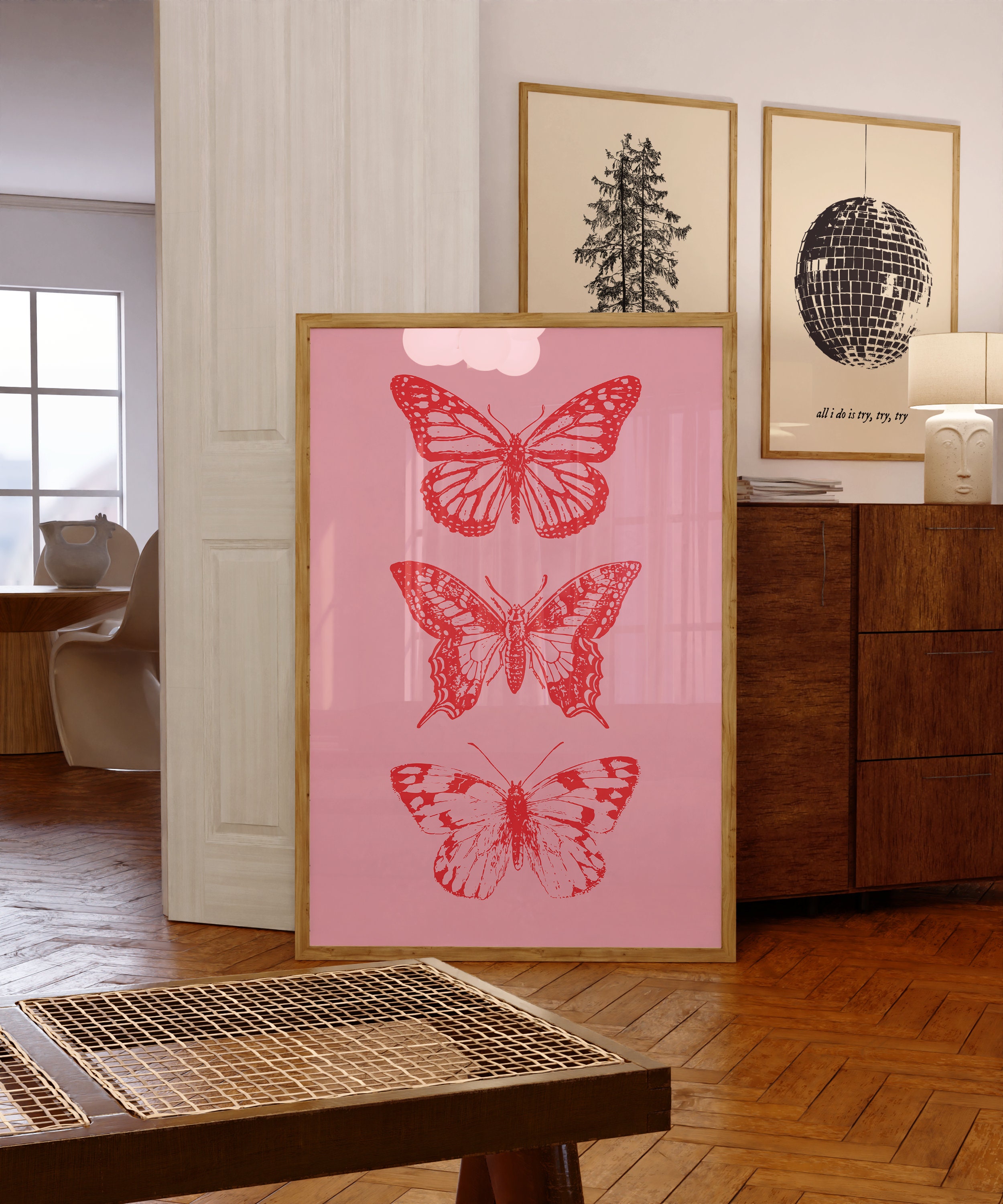 Girly Printable Wall Art Butterfly Print for Dorm Room Wall Decor