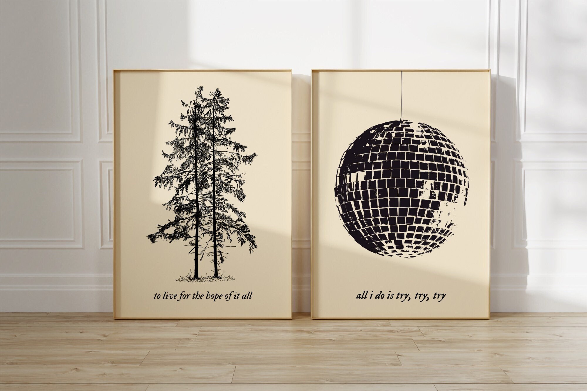 To Live For The Hope Of It All Printable Wall Art Set Of Two Folklore Bundle All I Do Is Try Mirrorball Poster Apartment Living Room Print