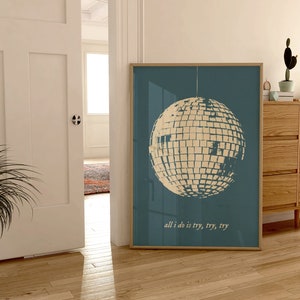 Dorm Room Printable Wall Art Mirrorball All I Do Is Try Apartment Decor Print Poster DIY Teen Bedroom Folklore Album Music Swiftie Gift Idea image 4