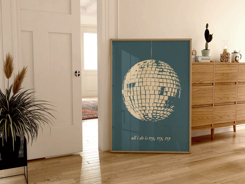 Dorm Room Printable Wall Art Mirrorball All I Do Is Try Apartment Decor Print Poster DIY Teen Bedroom Folklore Album Music Swiftie Gift Idea image 4