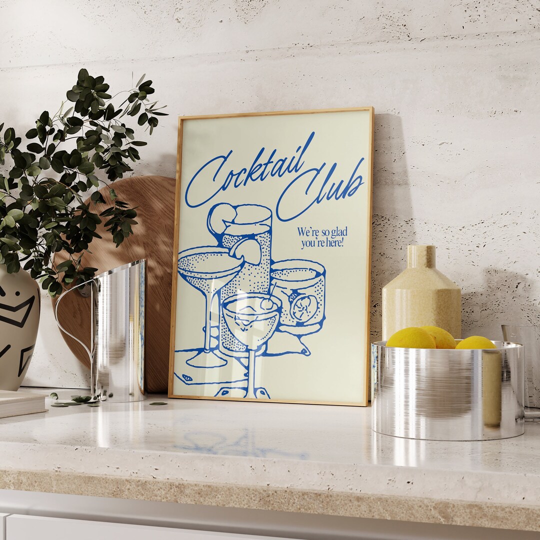 Trendy Wall Art for Bar Cart Wall Decor for Kitchen Art Cocktail Poster ...