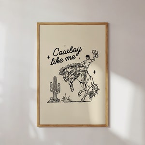 Cowboy Print For Dorm Art Music Printable Wall Art For Bedroom Wall Decor For Girls Apartment Gift Idea For Her Cowboy Aesthetic Print image 2