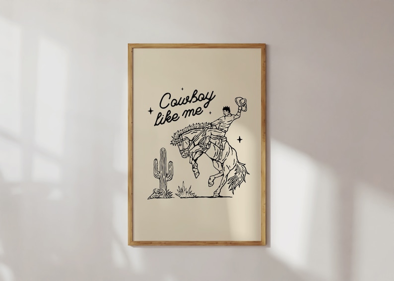 Cowboy Print For Dorm Art Music Printable Wall Art For Bedroom Wall Decor For Girls Apartment Gift Idea For Her Cowboy Aesthetic Print image 2