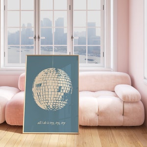 Dorm Room Printable Wall Art Mirrorball All I Do Is Try Apartment Decor Print Poster DIY Teen Bedroom Folklore Album Music Swiftie Gift Idea image 3