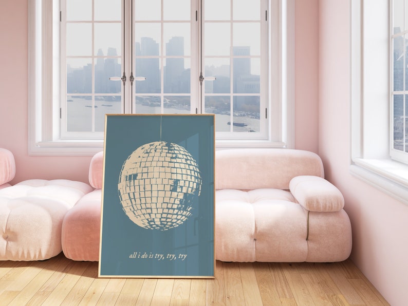 Dorm Room Printable Wall Art Mirrorball All I Do Is Try Apartment Decor Print Poster DIY Teen Bedroom Folklore Album Music Swiftie Gift Idea image 3