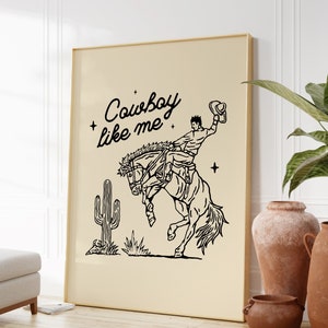 Cowboy Print For Dorm Art Music Printable Wall Art For Bedroom Wall Decor For Girls Apartment Gift Idea For Her Cowboy Aesthetic Print image 4