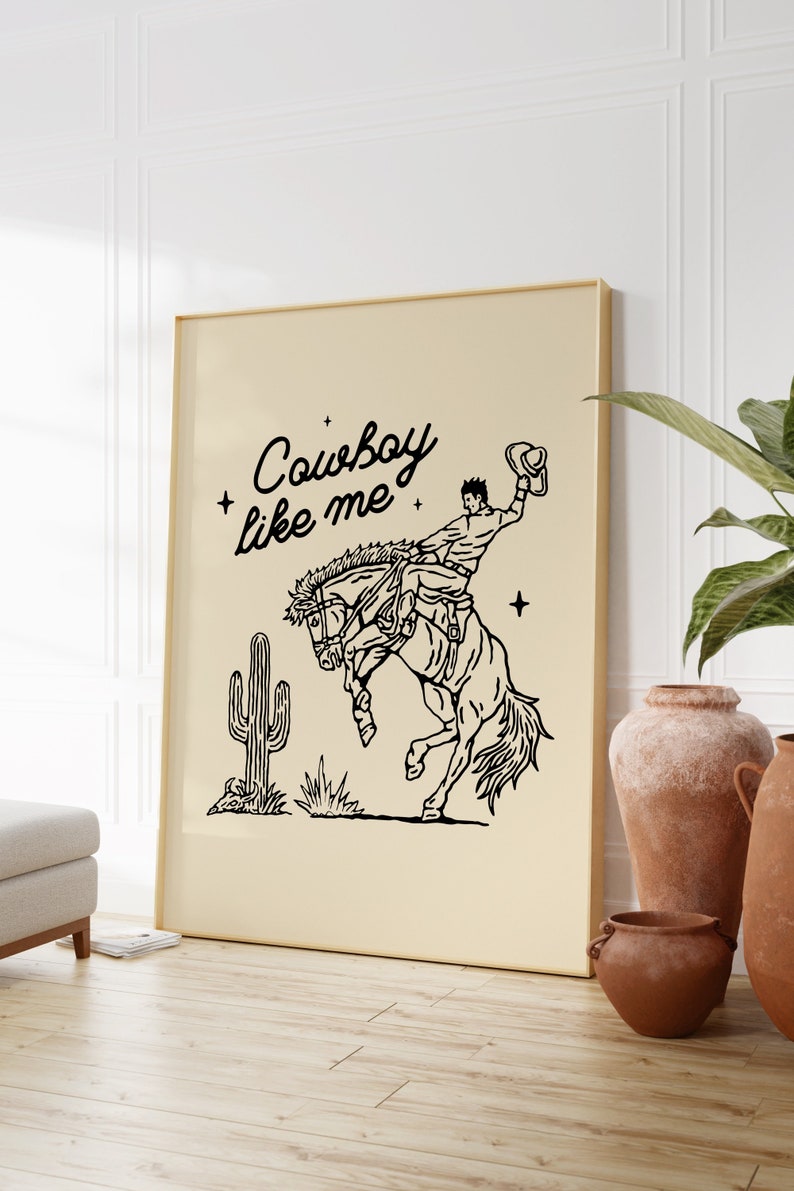 Cowboy Print For Dorm Art Music Printable Wall Art For Bedroom Wall Decor For Girls Apartment Gift Idea For Her Cowboy Aesthetic Print image 4