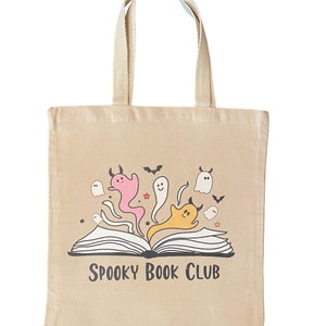 Spooky Book Club Tote Bag || Reading Ghost Toe Bag || Bookish Tote Bag