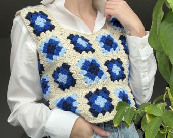 Granny Square Vest/Top Crochet Pattern PDF