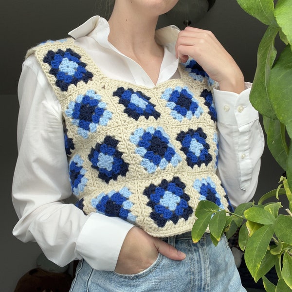 Gilet/haut carré grand-mère au crochet Patron PDF