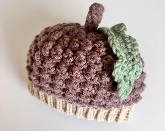 Crochet Baby Acorn Hat (0-6M)