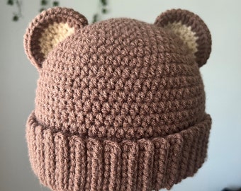 PATRON PDF Bonnet d'ours au crochet