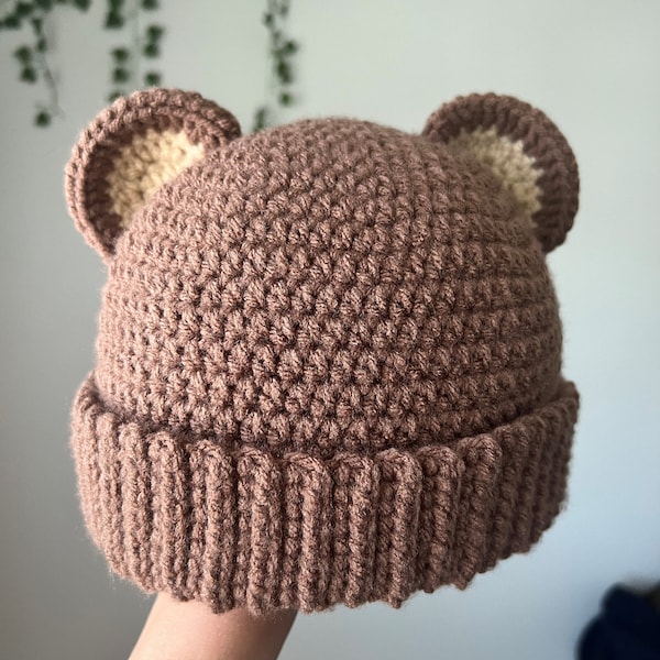 PATRON PDF Bonnet d'ours au crochet