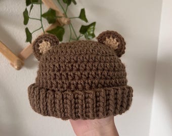 Crochet Bear Hat (Baby sizes 0-12m)