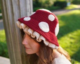 PDF PATTERN Crochet Mushroom Hat