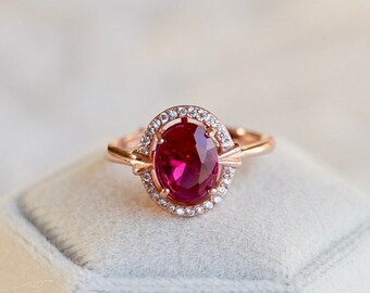 925 Silver Ruby Ring Vintage Ruby Engagement Ring July Birthstone Promise Ring Birthday Gift for Her