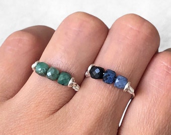 Natural Birthstone Ring 925 Silver Gemstone Ring Garnet Ring Emerald Ring Sapphire Ring