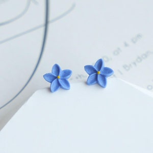 Dainty Ceramic Forget Me Not Flower Earrings Handmade Ceramic Forget Me Not Flower Earrings Dainty Blue Flower Stud Earrings