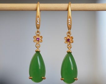 Howl’s Earrings Howl’s Moving Castle Earrings Emerald Colored Crystal Teardrop Earrings