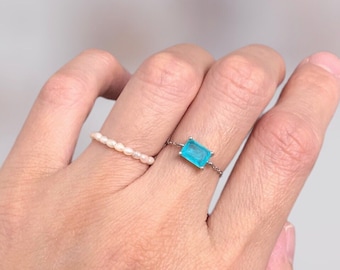 Paraiba Ring 925 Silver Paraiba Tourmaline Ring Sterling Silver Chain Ring Paraiba Ring Adjustable Paraiba Ring,Birthday Gift for Her