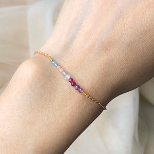 Natural Birthstone Bracelet Natural Ruby Bracelet, Bridesmaids Gifts Birthstone Jewelry for Her Gemstone Gift Dainty Sapphire Bracelet