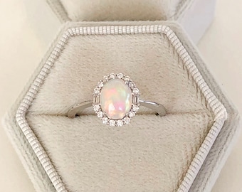 925 Silver Fire Opal Jewelry Set Opal Earrings Opal Ring Opal Necklace Vintage Opal Ring Promise Ring Birthday Gift for Her