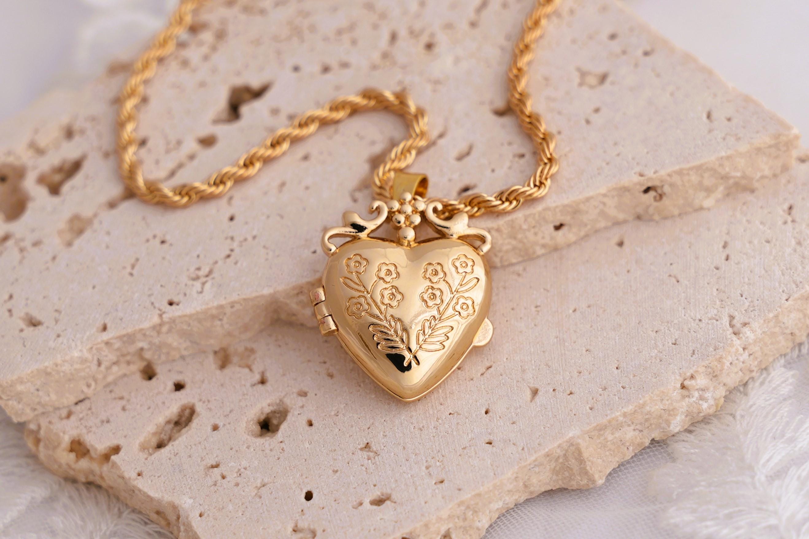 ★早期完売★VINTAGE HOLLYWOOD★Love Lock Heart Necklace★ 18k Gold Plated Necklace Heart Locket Pendant Necklace