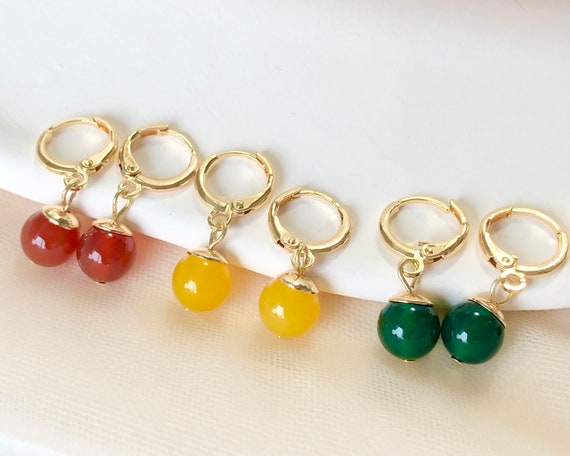 New Super Vegetto Potara Earrings Green And Yellow Bead Dangle Ear