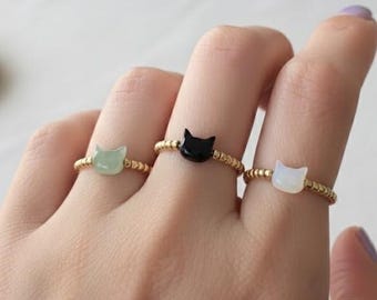 Cat Ring Cute Cat Ring for Cat Lover Glass Beads Cat Ring