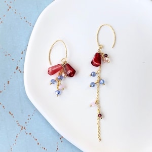 Original Design 14k Gold Plated Pomegranate Seeds Earrings Original Design Asymmetrical earrings