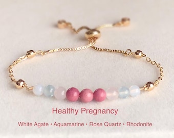 Mom to Be Gift, Pregnancy Protection Bracelet, Fertility Crystal Bracelet, New Mom Gift, Healthy Pregnancy Jewelry, Baby Shower Gift