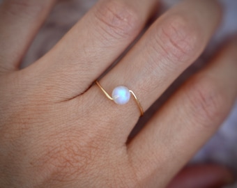 Natural Moonstone  Ring Labradorite Ring Jade Ring  Amethyst Ring Aquamarine Ring Natural Birthstone Ring Gemstone Ring Wire Ring