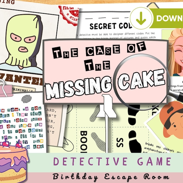 Birthday Scavenger Hunt for Kids - Treasure Hunt - Detective Escape Room -  Printable Games for Kids - Clean activity for kids aged  7 - 12