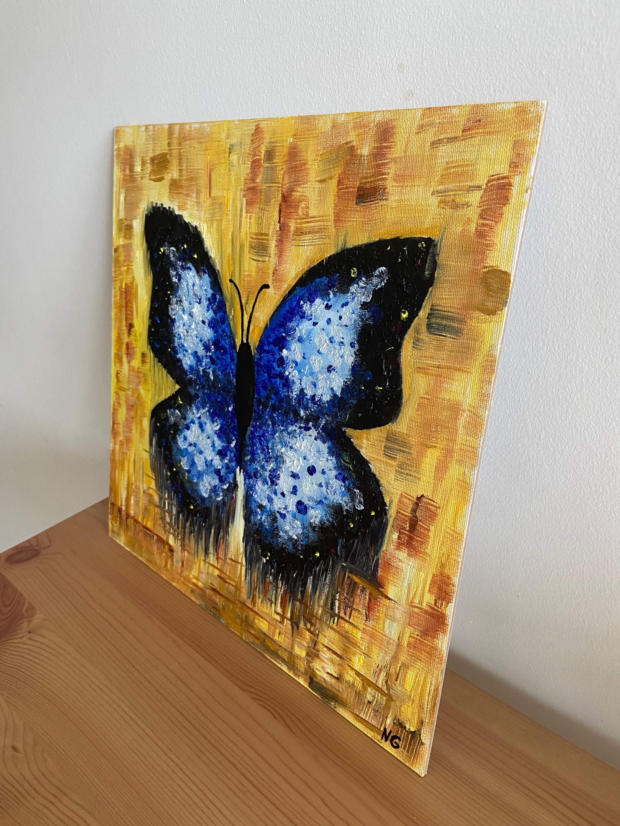 Butterfly Painting Blue Butterfly Oil Painting on Etsy