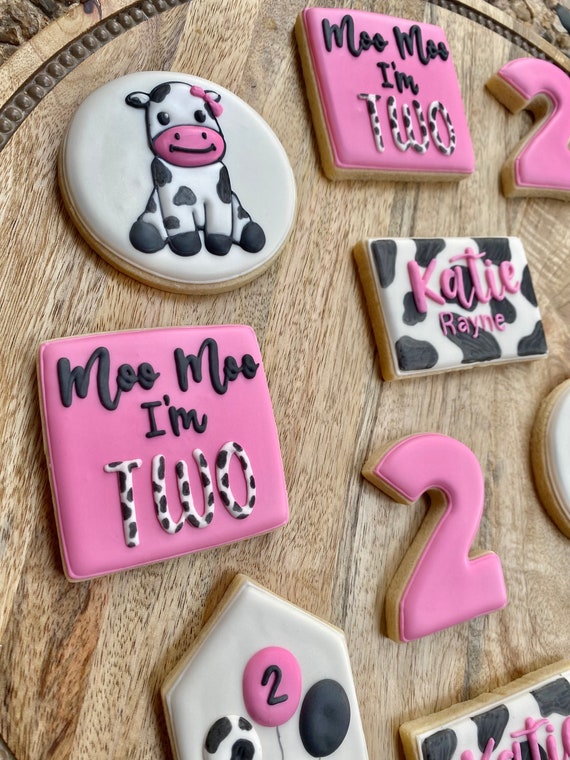 Moo Moo Im Two Cow Birthday Cookies 