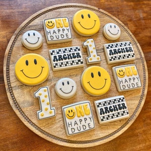 One Happy Dude | Smiley Face | 1st Birthday Cookies