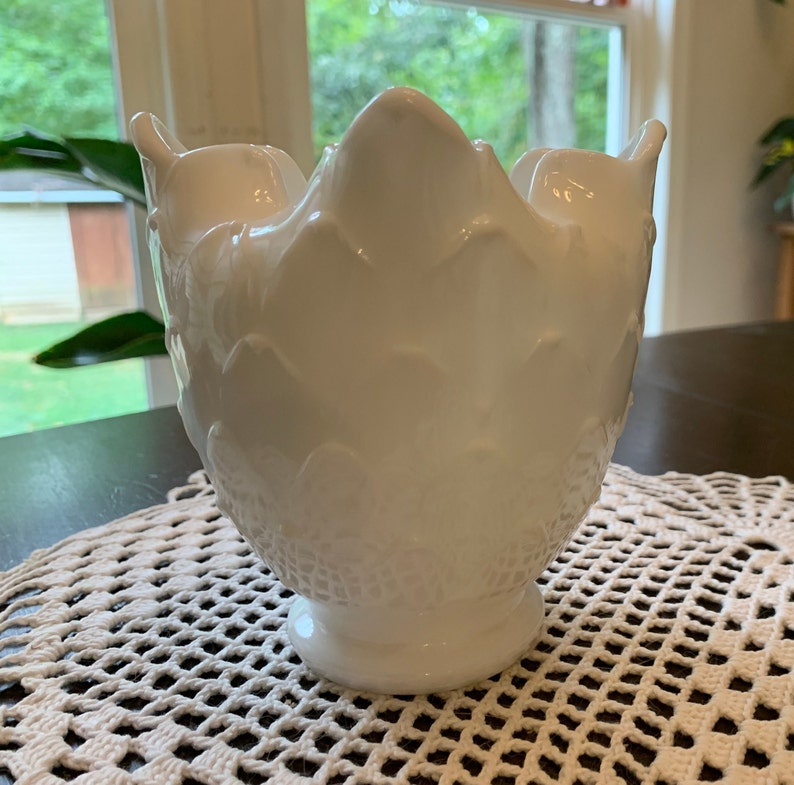 Imperial Glass, Milk Glass, Petal Design Vase, Artichoke Vase Etsy