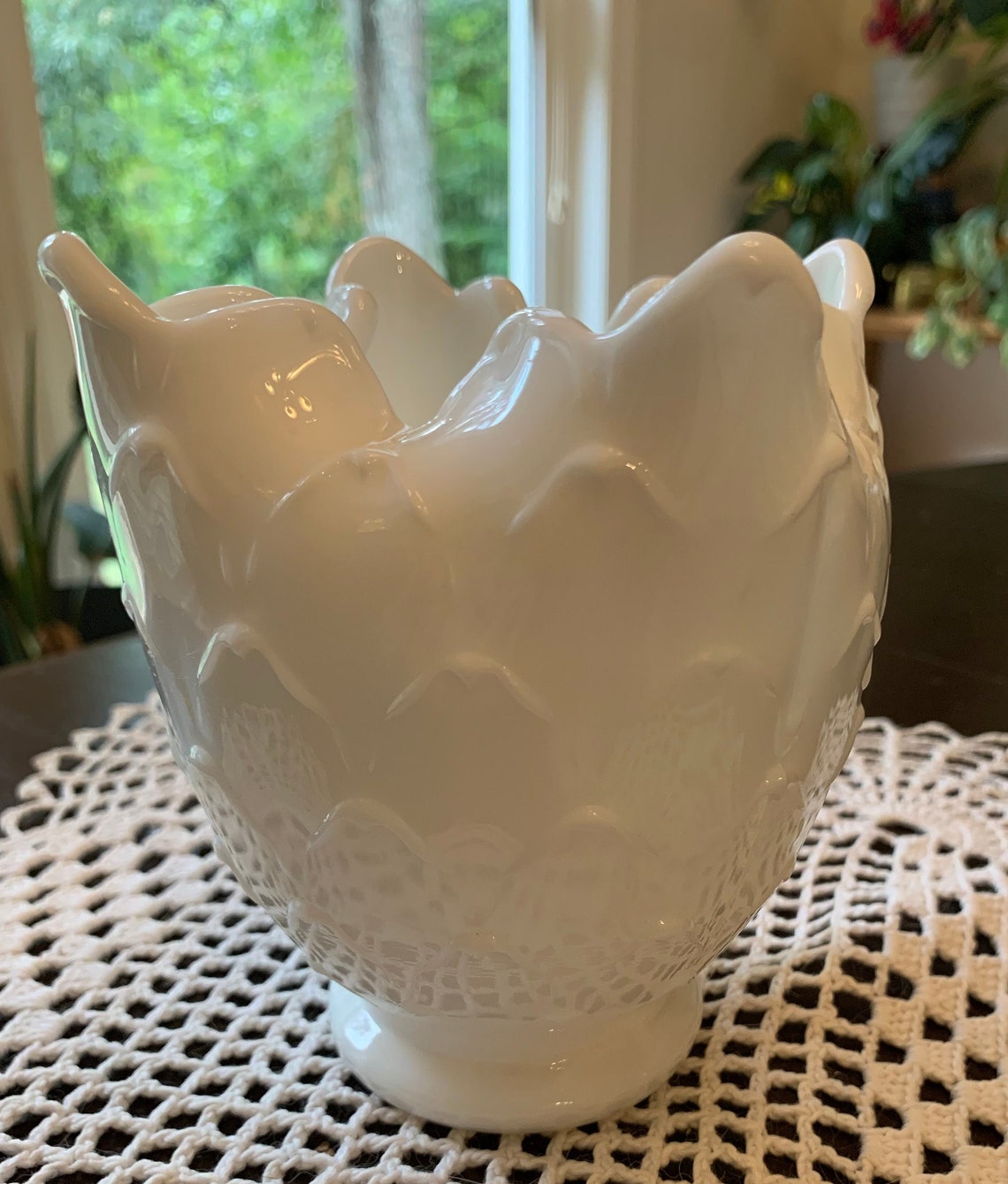 Imperial Glass, Milk Glass, Petal Design Vase, Artichoke Vase Etsy