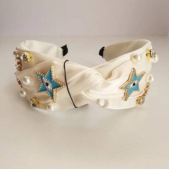 Ivory Pearl Evil Eye Star Heart Crown Embellished Twisted  display picture 3