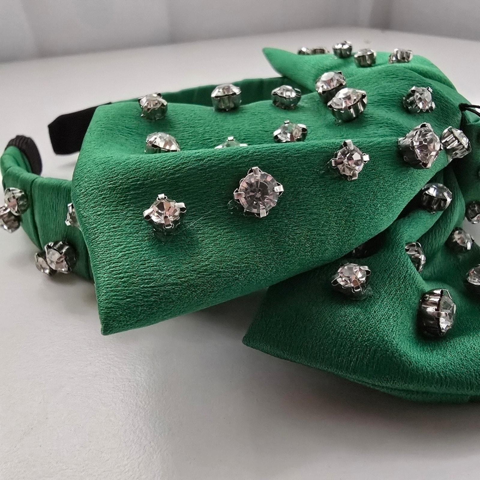 Green Crystal Stone Embellished Bow Women display picture 1