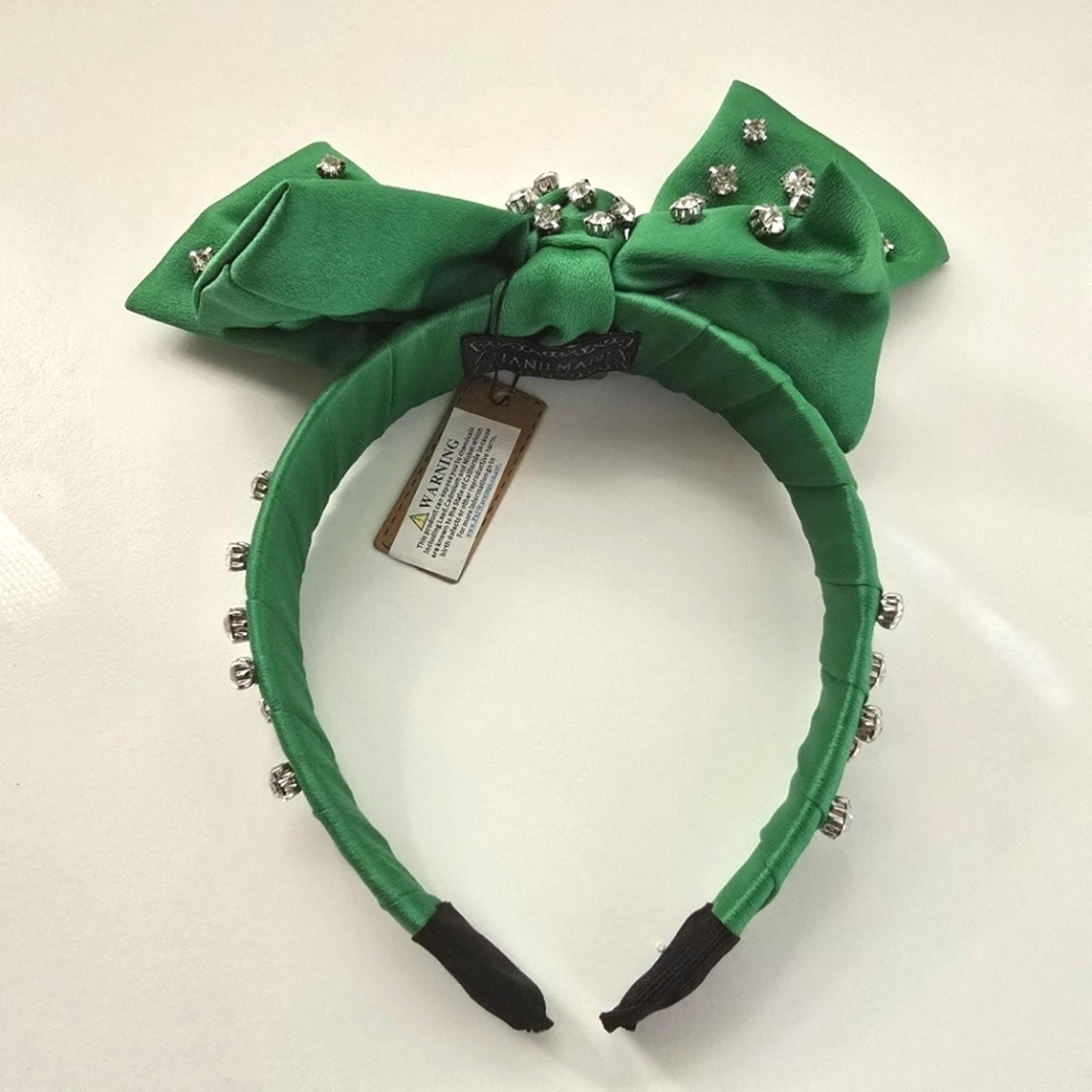 NWT Green Crystal Stone Embellished Bow Headband Green Crystal Stone Embellished Bow Women main image 3