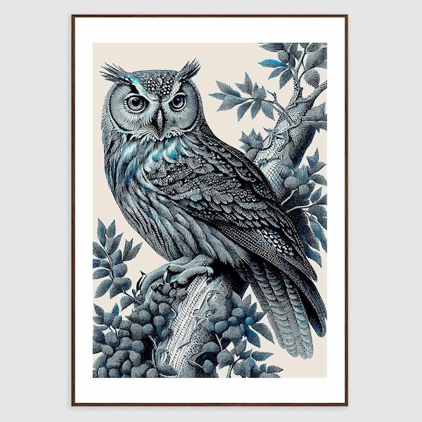 Owl Art two toned bird lover gift art  Barn owl home decor digital printable art to download
