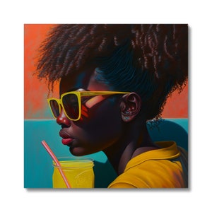 Black Art Portrait | Black Girl | Summertime Style | Living Room decor | Afro Art