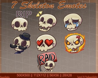Spooky Skeleton Emote Pack | Twitch, Discord, YouTube (Digital Download)