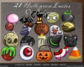 21 Halloween Emotes oder Abzeichen | Twitch, Youtube, Discord, Spooky, Niedlich