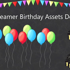 Birthday Streamer Assets | Twitch , Youtube , Decor , NOT ANIMATED