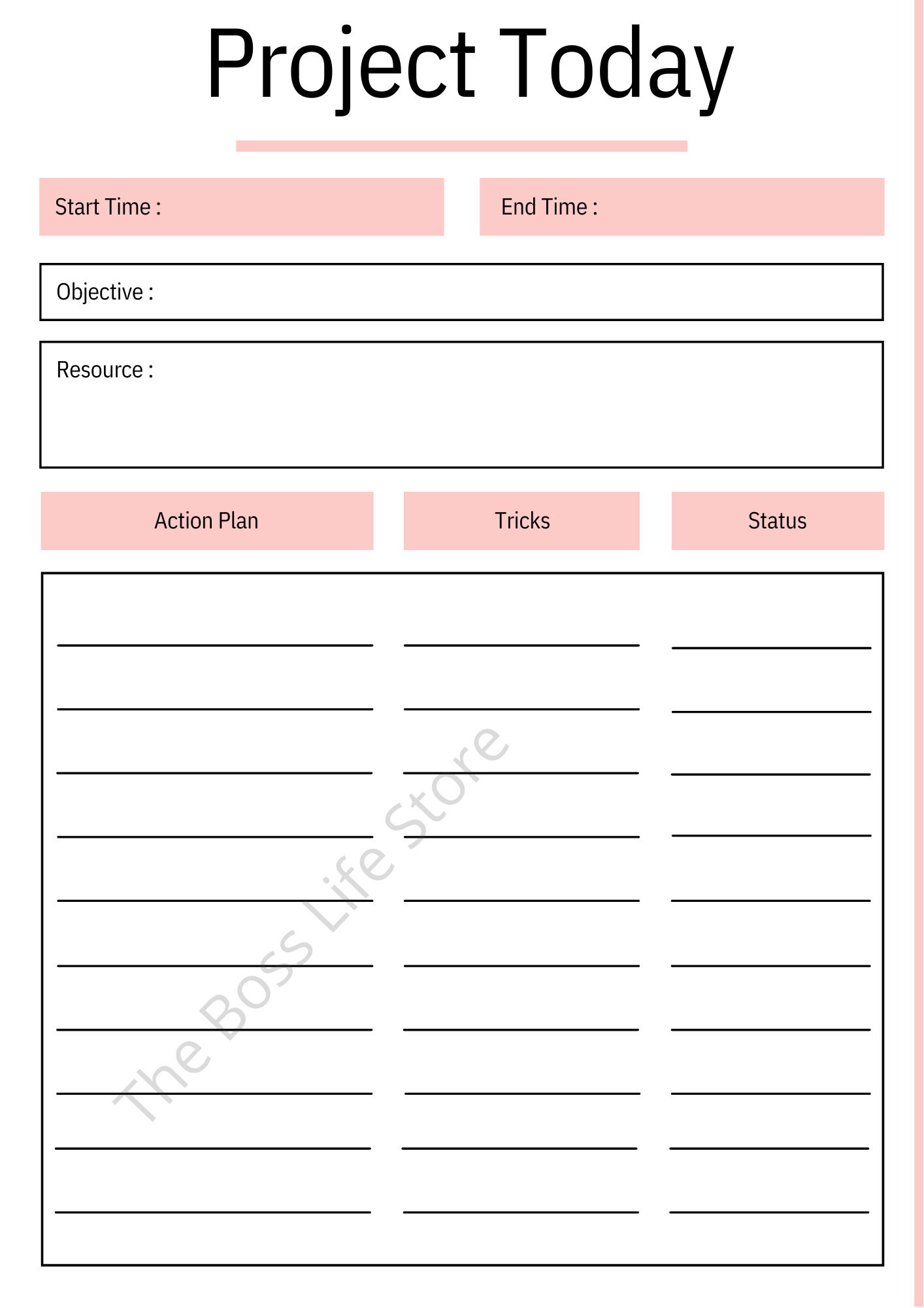 Project Planner PDF Printable, Undated Productivity Planner, Project ...