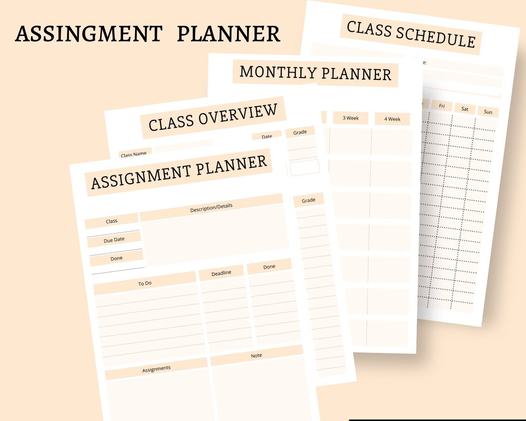 College Assignment Planner Examples Assignment Planner | Assignment Tracker | Study Planner | Academic ...