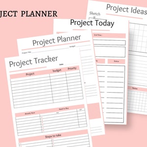 Planificador de proyectos PDF imprimible, Planificador de productividad sin fecha, Gestión de proyectos, Seguimiento de la línea de tiempo del proyecto, Disponible de inmediato