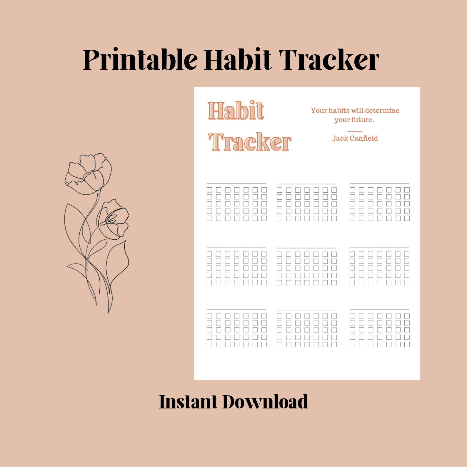 Habit Tracker Printable Digital Download Letter Size - Etsy